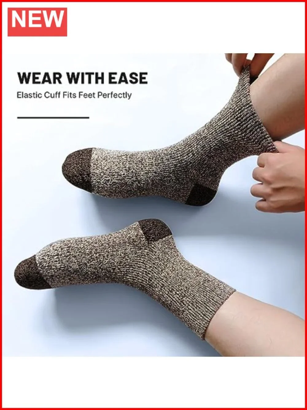 Merino Wool Socks 5 Pairs Thick Thermal Hiking Cold Weather